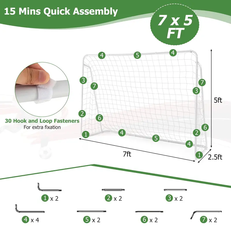 7 ft x 5 ft Backyard Soccer Goal with Durable Steel Frame & Weather-Resistant Net