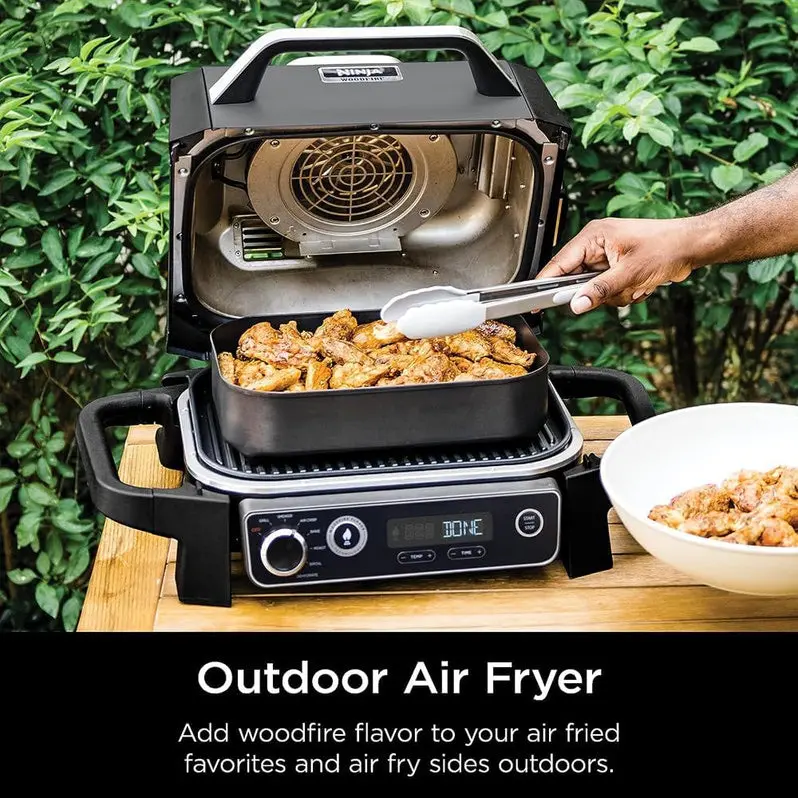 7-in-1 Electric Outdoor Grill & Smoker – Includes Thermometer, Air Fryer, Bake, Dehydrate, and Pellet-Fueled Functions