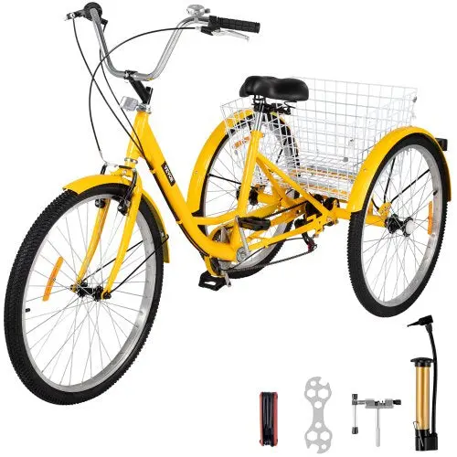 7-Speed Adult Trike – 26-Inch 3-Wheel Cruiser Bicycle with Front Basket & Shopping Convenience