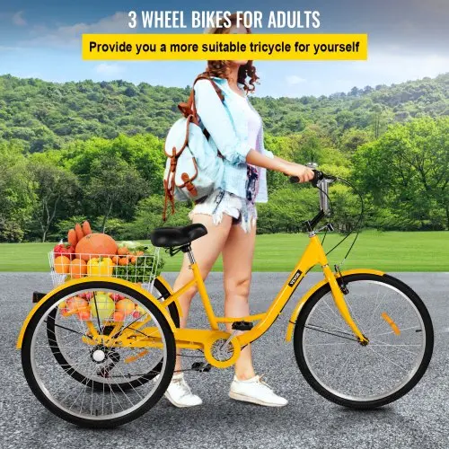 7-Speed Adult Trike – 26-Inch 3-Wheel Cruiser Bicycle with Front Basket & Shopping Convenience