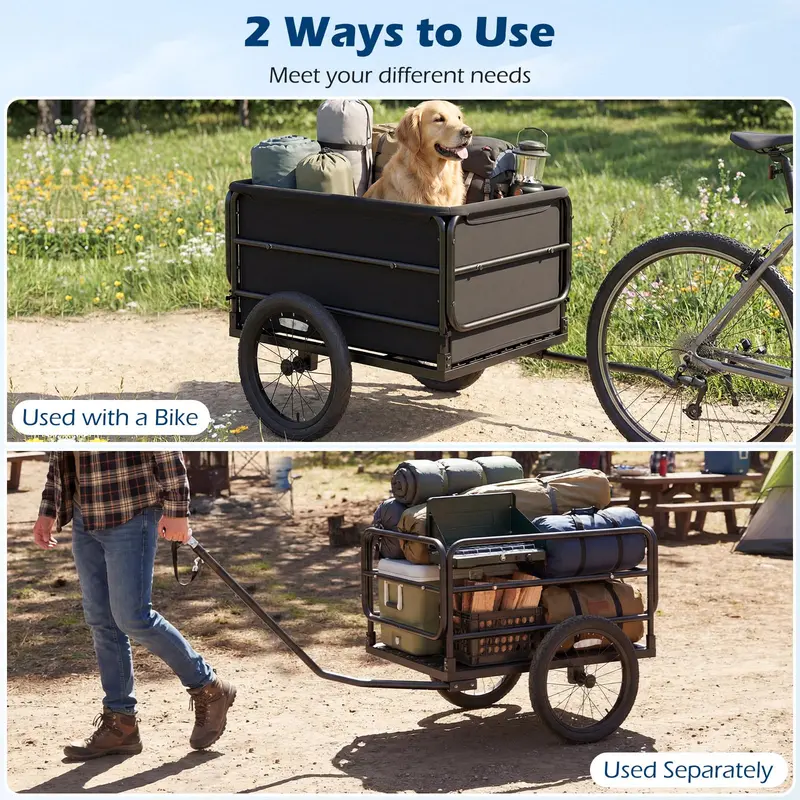 70.5" x 28" x 26" Heavy-Duty Bike Cargo Trailer for Bicycles 2