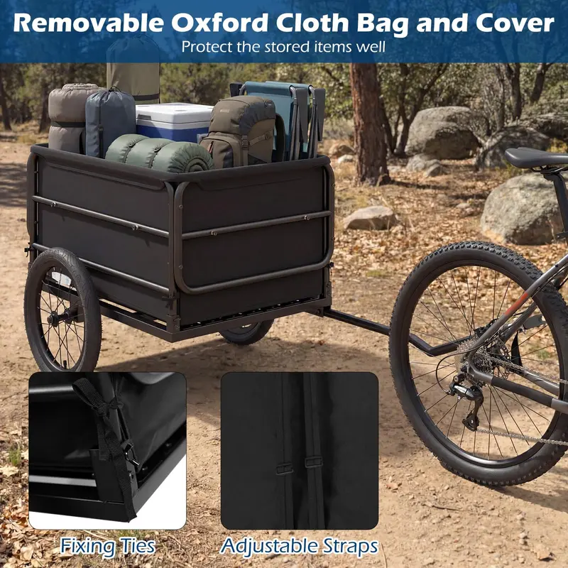 70.5" x 28" x 26" Heavy-Duty Bike Cargo Trailer for Bicycles