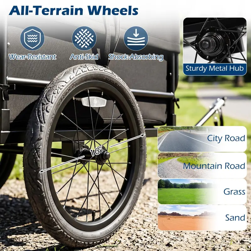 70.5" x 28" x 26" Heavy-Duty Bike Cargo Trailer for Bicycles