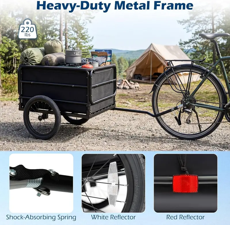 70.5" x 28" x 26" Heavy-Duty Bike Cargo Trailer for Bicycles