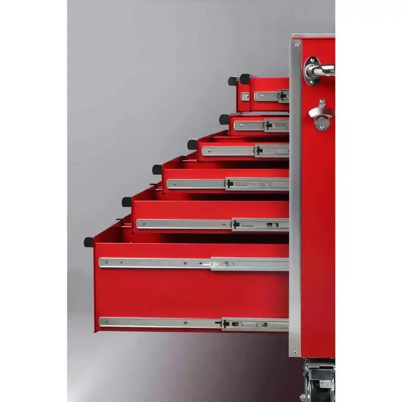 72" Heavy-Duty Mobile Tool Chest – 15-Drawer Stainless Steel Workbench with Dual Locking Mechanism, Red Finish