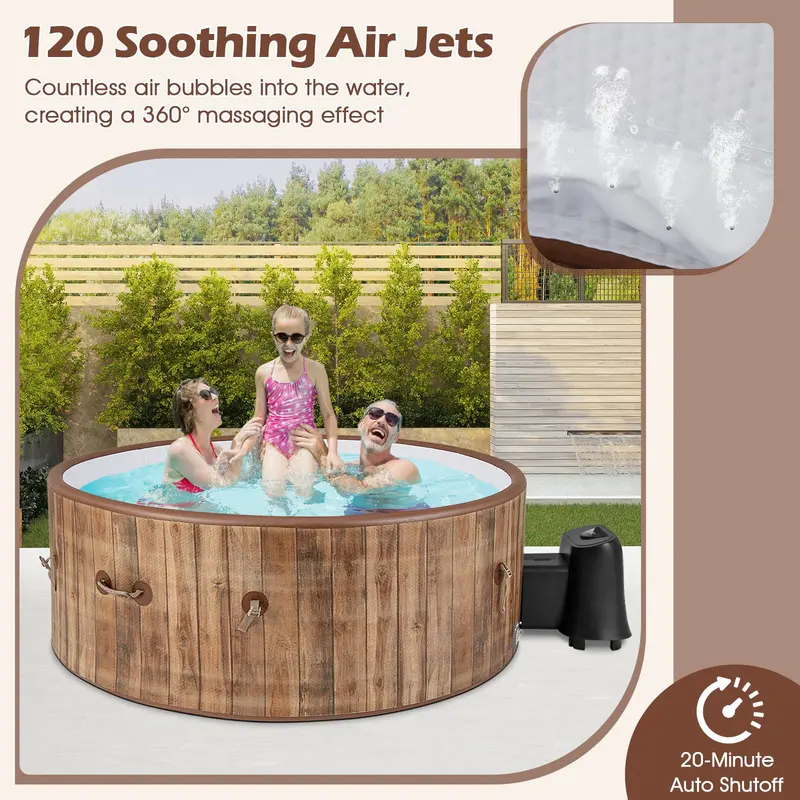 72-Inch Inflatable Spa Hot Tub for 4–6 Users Featuring 120 Air Jets and Digital Controls