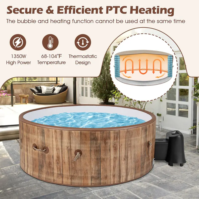 72-Inch Inflatable Spa Hot Tub for 4–6 Users Featuring 120 Air Jets and Digital Controls