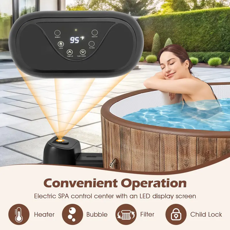 72-Inch Inflatable Spa Hot Tub for 4–6 Users Featuring 120 Air Jets and Digital Controls