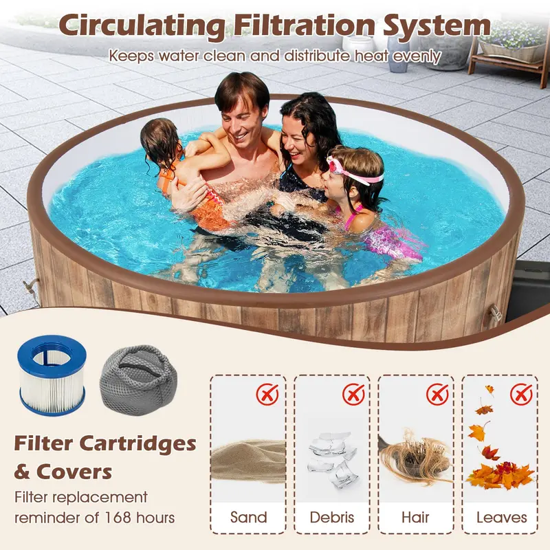 72-Inch Inflatable Spa Hot Tub for 4–6 Users Featuring 120 Air Jets and Digital Controls