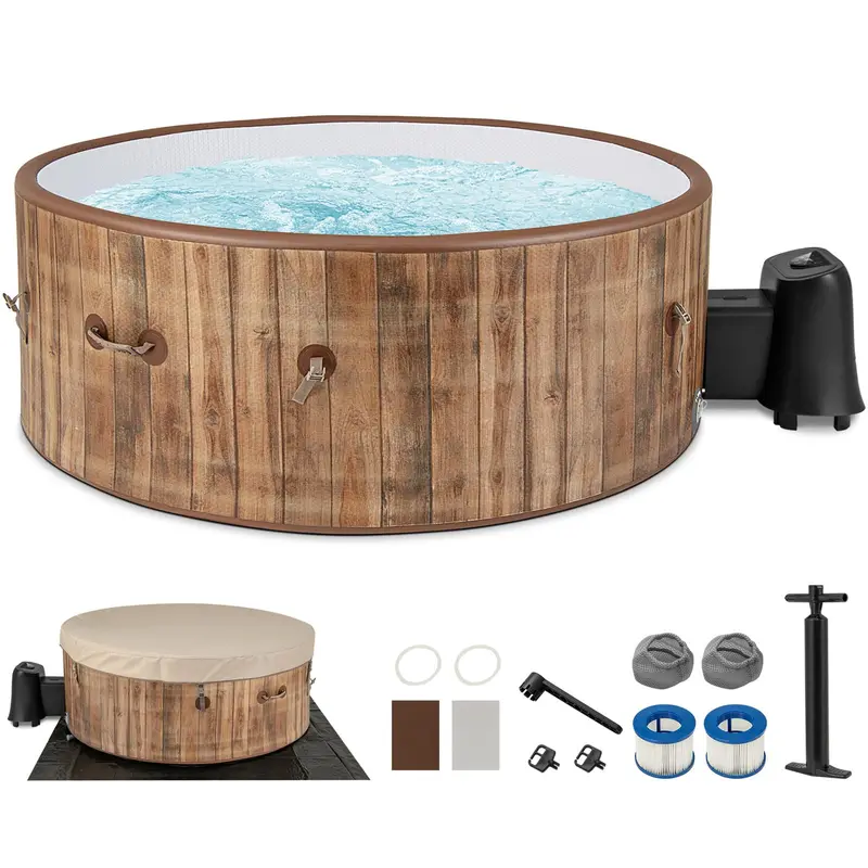 72-Inch Round Inflatable Hot Tub for 4–6 People with 120 Air Jets and Integrated Heater