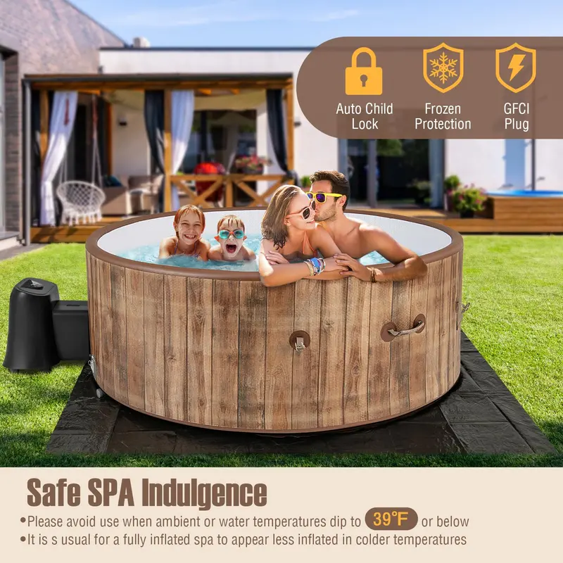 72-Inch Round Inflatable Hot Tub for 4–6 People with 120 Air Jets and Integrated Heater