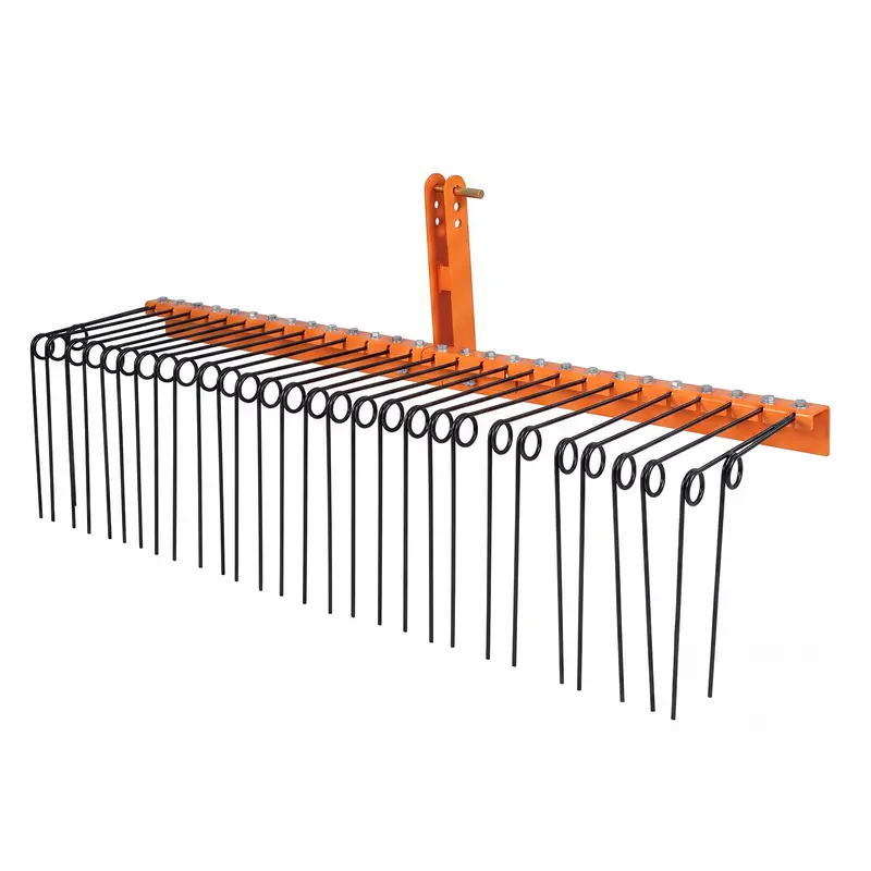 72-Inch Tow-Behind Pine Straw Rake – 30-Coil Steel Tine Landscape Tool