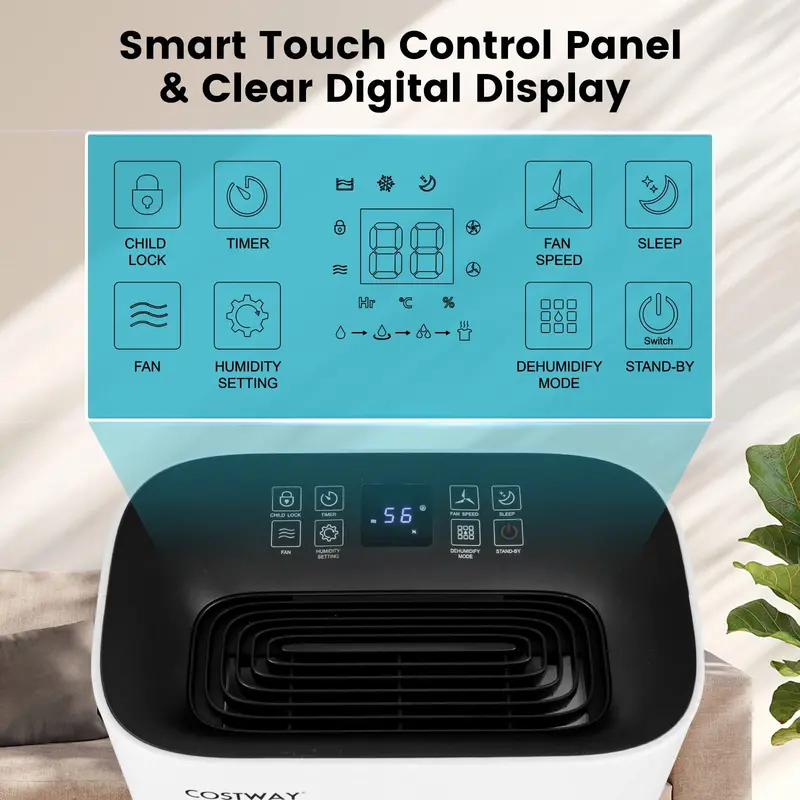 73-Pint Quiet Dehumidifier for Large Areas up to 4500 Sq. Ft – Auto Shut-Off & Large Tank