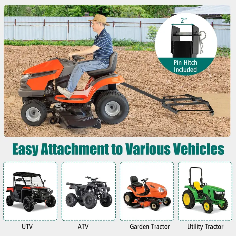 74-Inch Tow-Behind Landscape Rake – Durable Drag Leveler for Grading & Smoothing 2