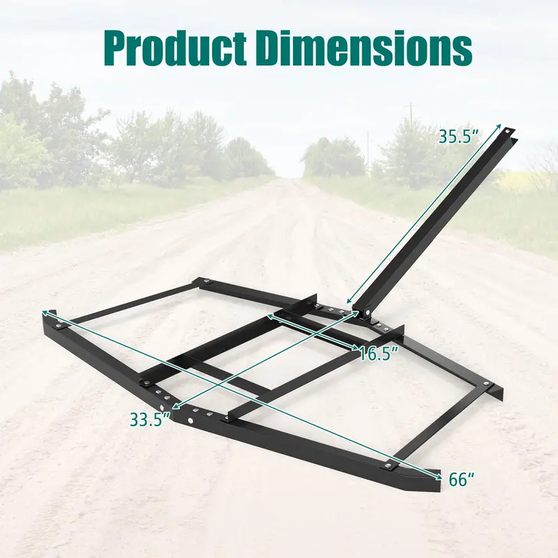 74-Inch Tow-Behind Landscape Rake – Durable Drag Leveler for Grading & Smoothing