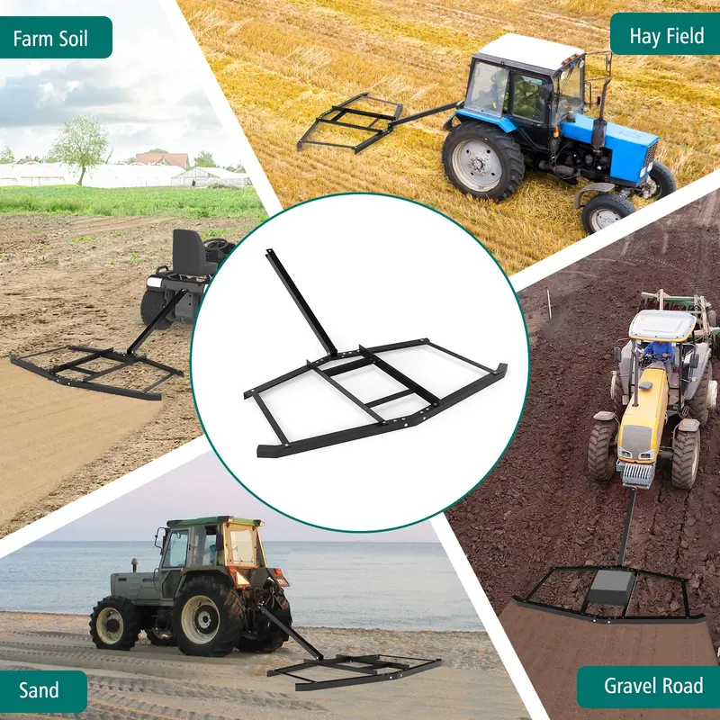 74-Inch Tow-Behind Landscape Rake – Durable Drag Leveler for Grading & Smoothing