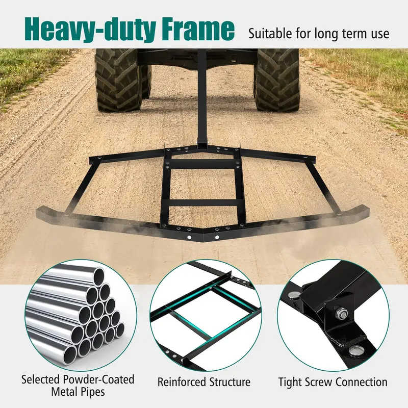 74-Inch Tow-Behind Landscape Rake – Durable Drag Leveler for Grading & Smoothing
