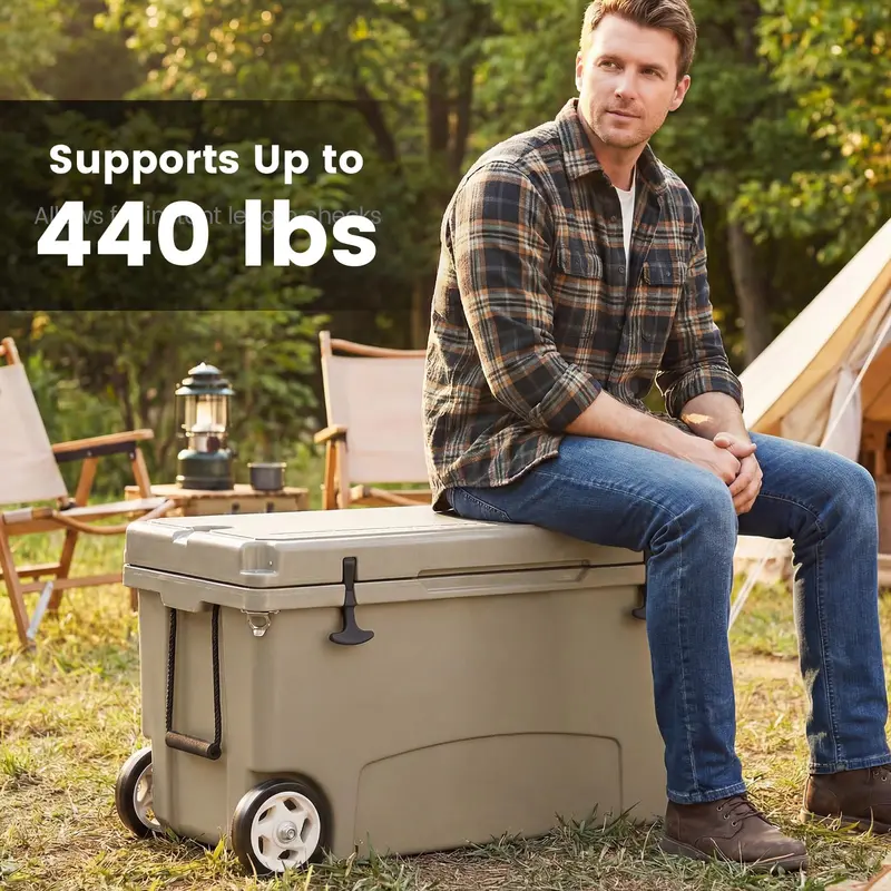 75-Quart Heavy-Duty Portable Cooler – Extended Ice Life, Durable Wheels & Telescoping Handle