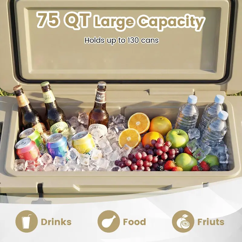 75-Quart Heavy-Duty Portable Cooler – Extended Ice Life, Durable Wheels & Telescoping Handle