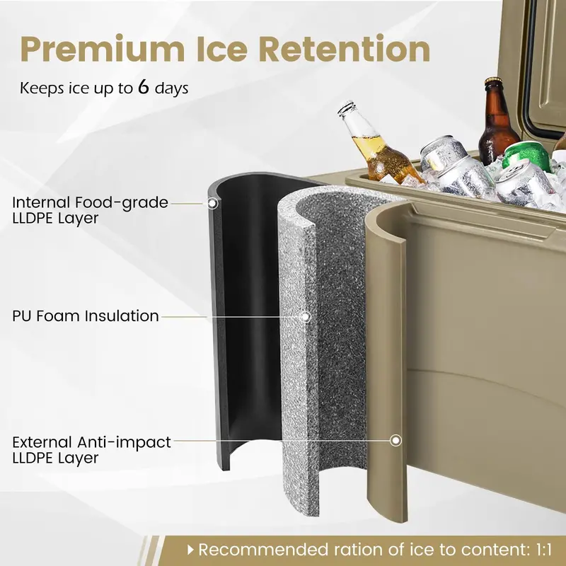 75-Quart Heavy-Duty Portable Cooler – Extended Ice Life, Durable Wheels & Telescoping Handle