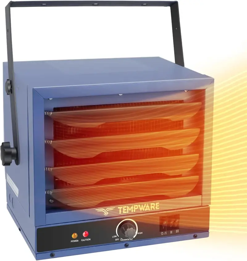 7500W Digital Garage Heater for EV Workspaces – Ceiling-Mounted, Fan-Forced 240V Heater with Remote Control, 12-Hour Timer, and Precision Temperature Management