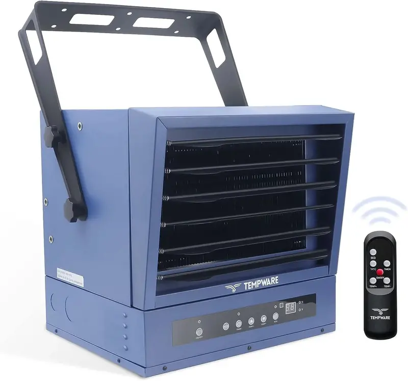 7500W Digital Garage Heater for EV Workspaces – Ceiling-Mounted, Fan-Forced 240V Heater with Remote Control, 12-Hour Timer, and Precision Temperature Management