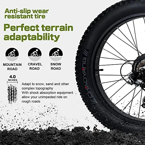 750W Fat-Tire Electric Bike – 26" Aluminum Frame, 48V Battery, Suspension Fork
