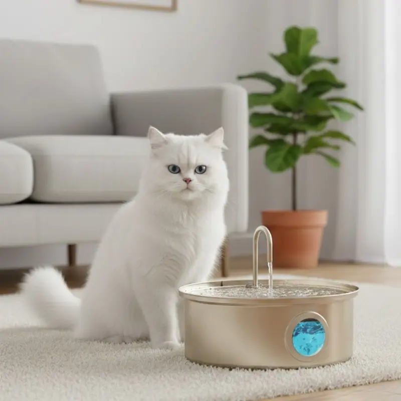 7L Stainless Steel Pet Fountain with Visible Water Level Gauge