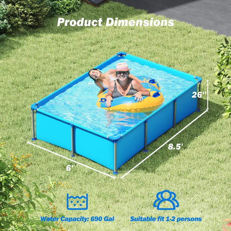 8.5' x 6' Rectangular Metal-Frame Above-Ground Pool Kit