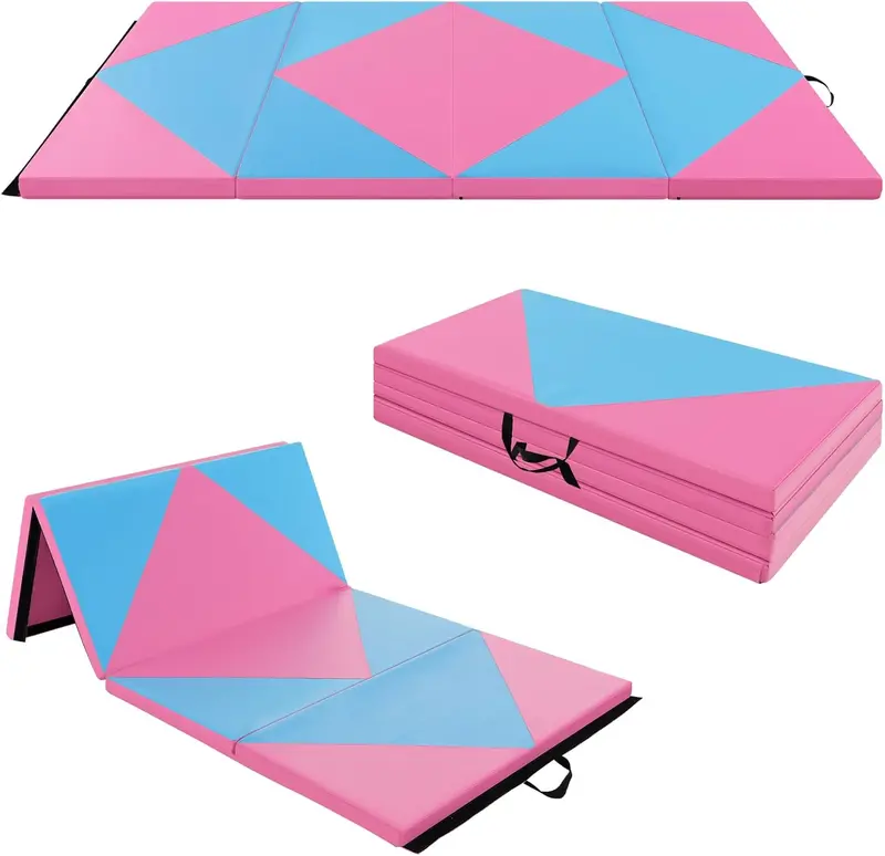 8-Foot Folding Tumbling Mat – 4-Inch Thickness, Hook-and-Loop & Carry Handles