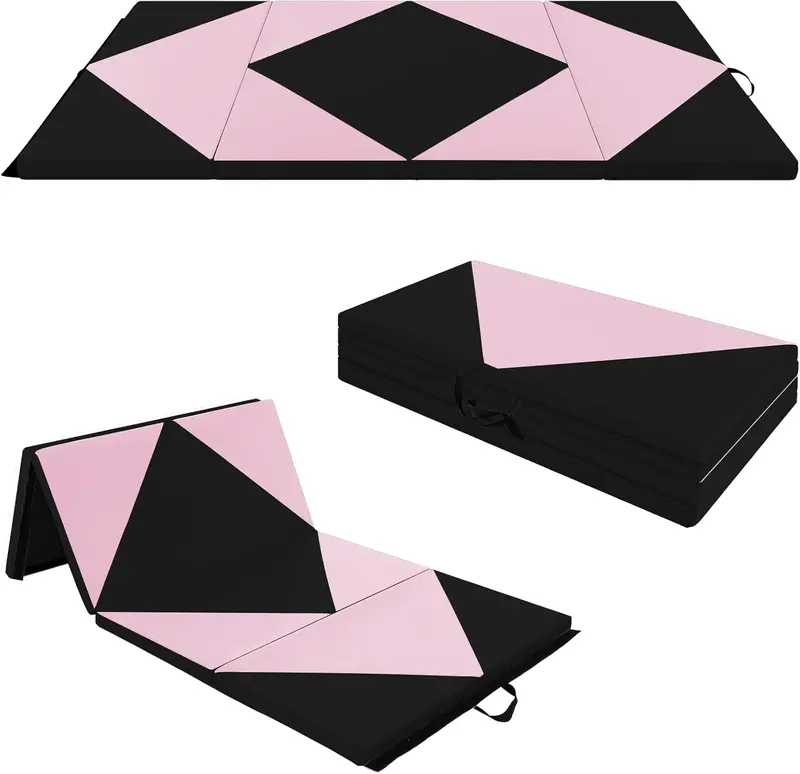 8-Foot Folding Tumbling Mat – 4-Inch Thickness, Hook-and-Loop & Carry Handles
