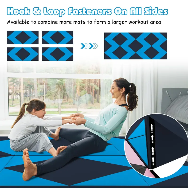 8-Foot Folding Tumbling Mat – 4-Inch Thickness, Hook-and-Loop & Carry Handles