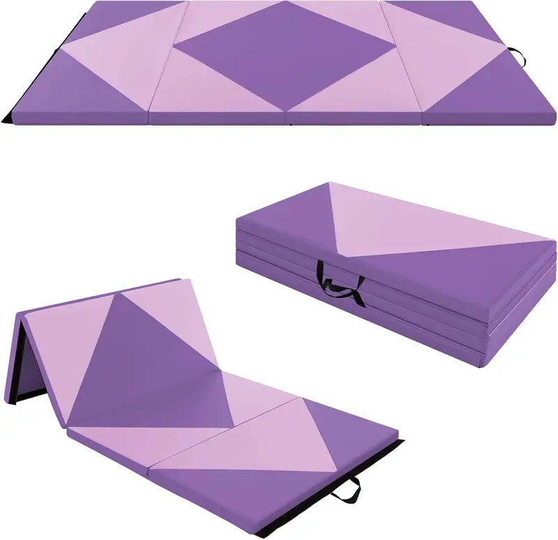 8-Foot Folding Tumbling Mat – 4-Inch Thickness, Hook-and-Loop & Carry Handles
