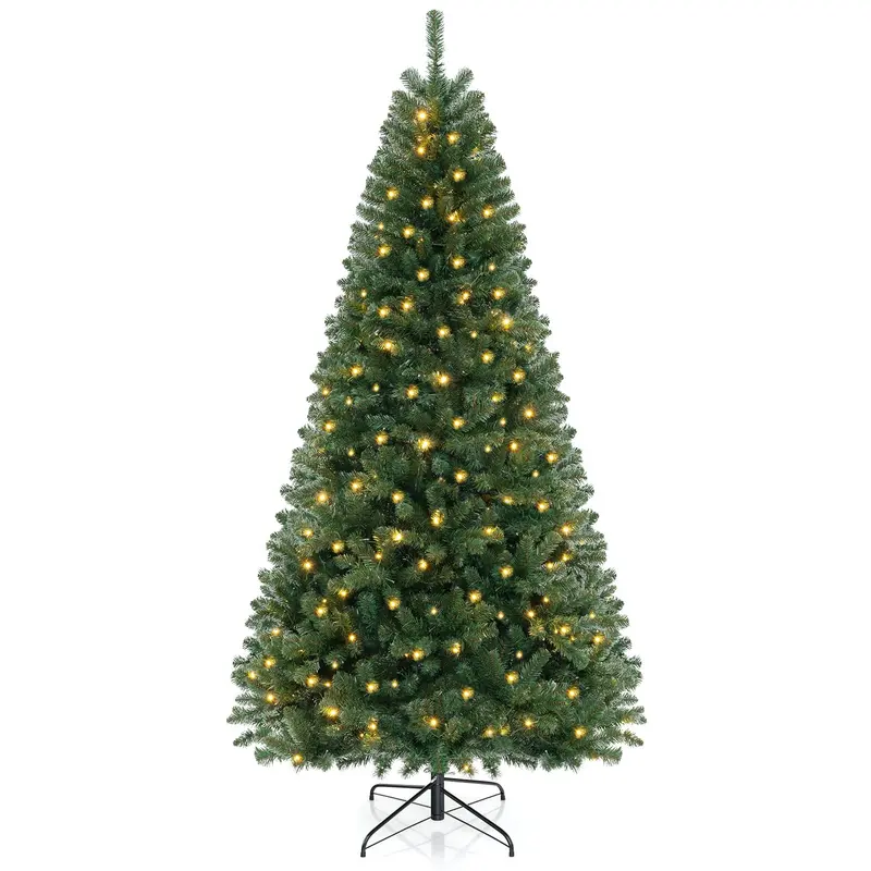 8-Foot Full-Bodied Pre-Lit Artificial Christmas Tree with 400 Warm White LEDs
