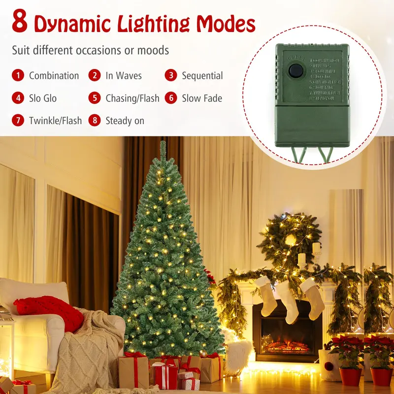 8-Foot Full-Bodied Pre-Lit Artificial Christmas Tree with 400 Warm White LEDs 2