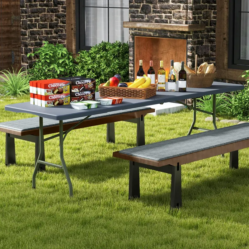 8-Foot HDPE Folding Table – Heavy-Duty 350-LB Capacity Outdoor Table with Carry Handle 2