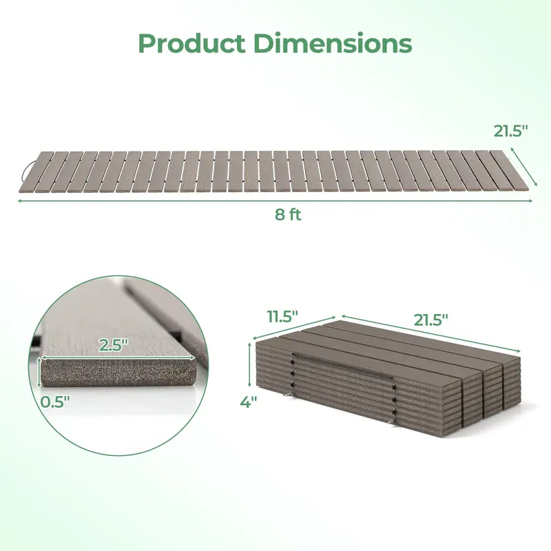 8-Foot Roll-Out Garden Pathway – Straight Outdoor Patio Walkway (95" x 21.5" x 0.5")