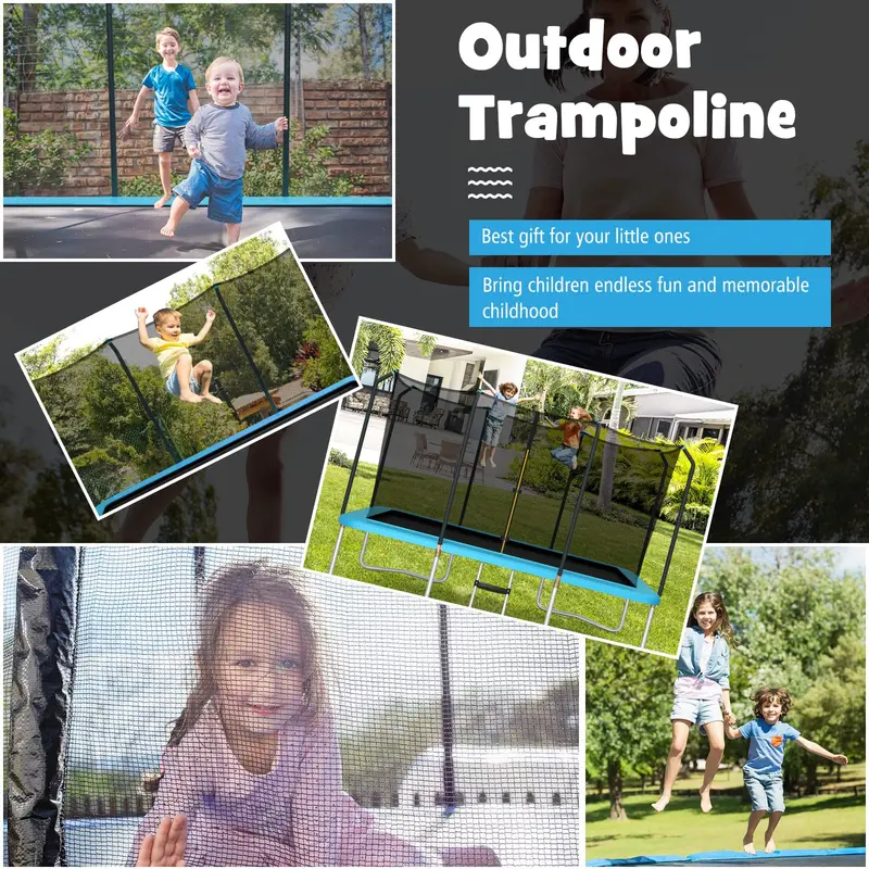 8 ft x 14 ft Rectangular Trampoline – 440 lb Weight Limit, Enclosure Net & Non-Slip Ladder Included 2