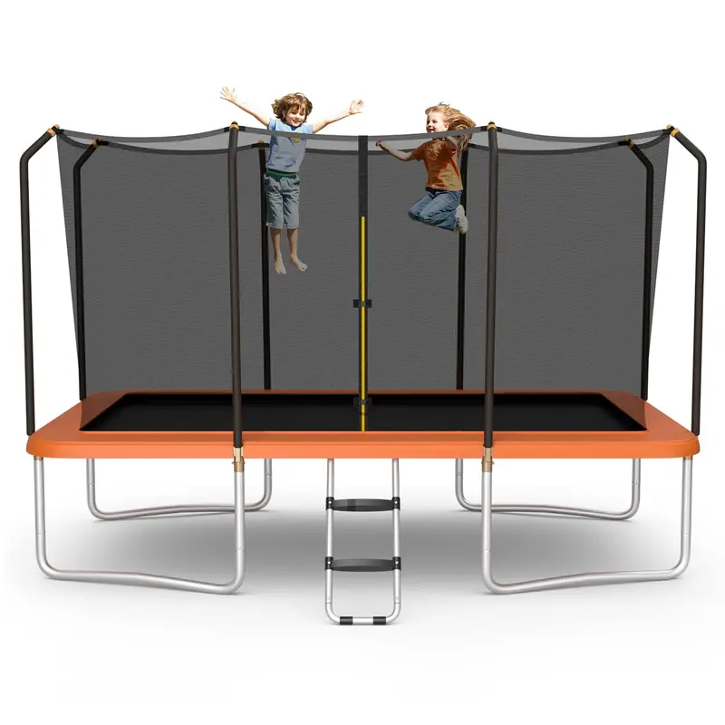 8 ft x 14 ft Rectangular Trampoline – 440 lb Weight Limit, Enclosure Net & Non-Slip Ladder Included