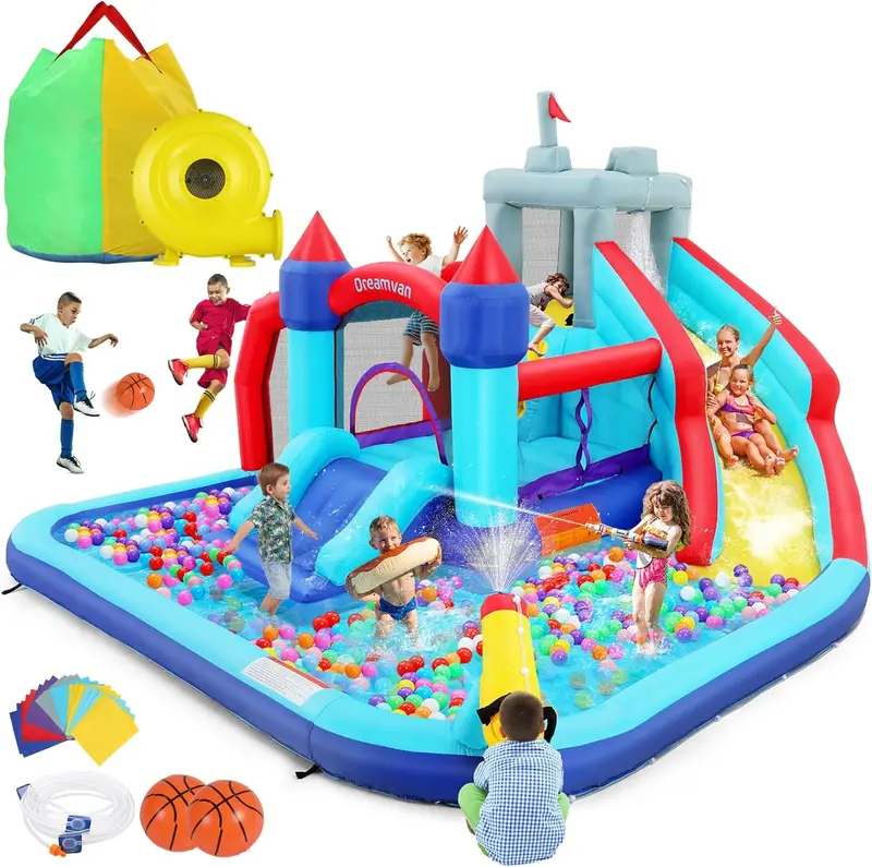 8-in-1 Inflatable Kids’ Water Park: Slide, Bounce House, Splash Pool & More 2