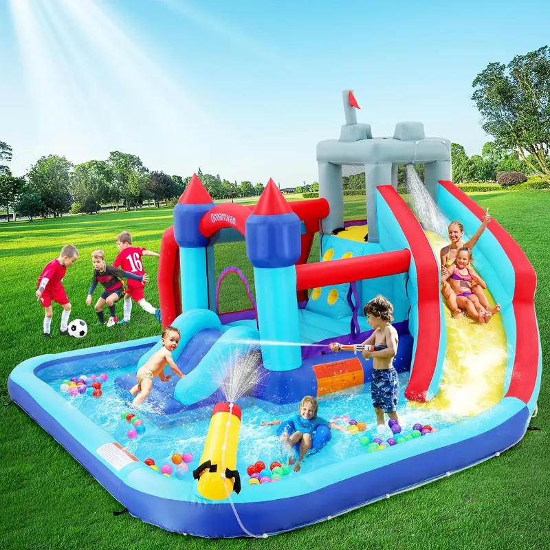 8-in-1 Inflatable Kids’ Water Park: Slide, Bounce House, Splash Pool & More