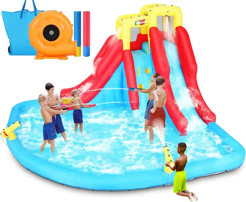 8-in-1 Inflatable Kids’ Water Park: Slide, Bounce House, Splash Pool & More