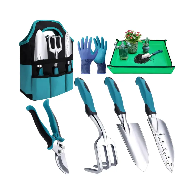 8-Piece Aluminum Garden Tool Set with Carry Tote & Protective Gloves 2