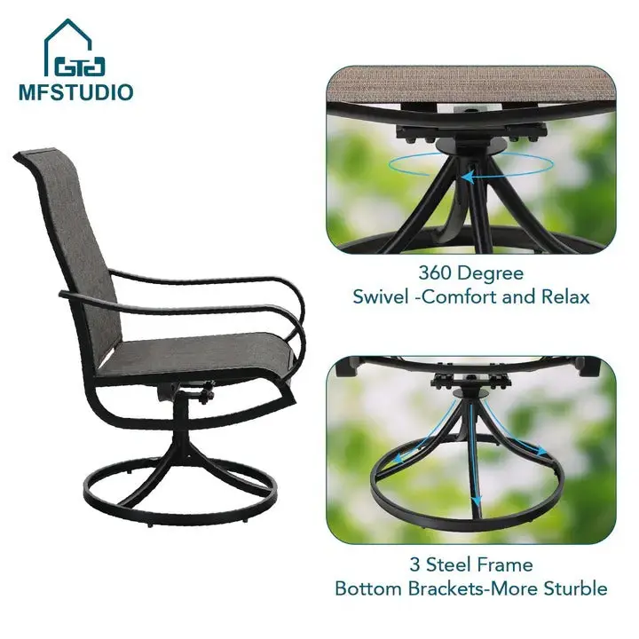 8-Piece Outdoor Patio Dining Set with Umbrella & Swivel Sling Chairs