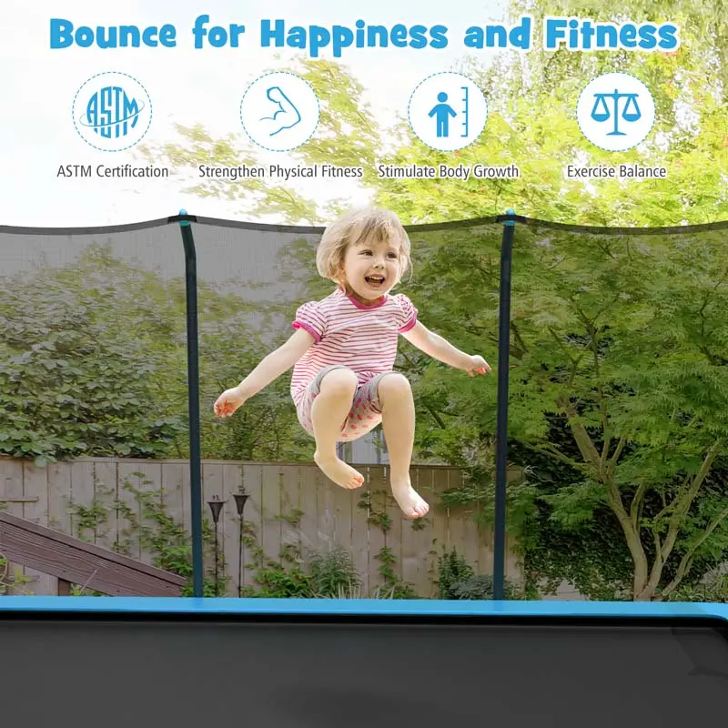 8 x 14 FT ASTM-Approved Rectangular Trampoline Set – Full-Safety Enclosure Net, Ladder, and Reinforced Frame