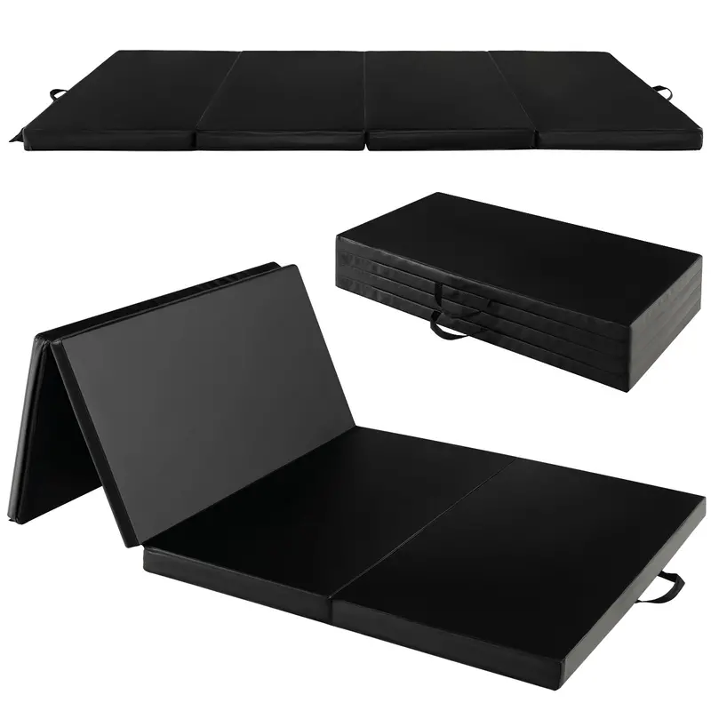 8' x 4' Folding Gymnastics Mat – 2-Inch Thick Tumbling Pad with Carry Handles and Hook-and-Loop Closure