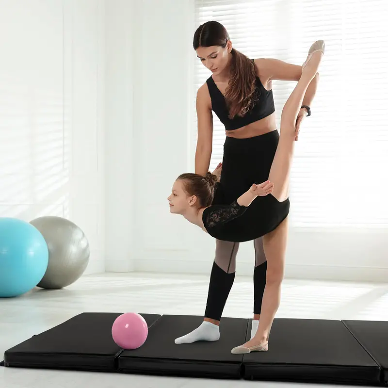 8' x 4' Folding Gymnastics Mat – 2-Inch Thick Tumbling Pad with Carry Handles and Hook-and-Loop Closure 2