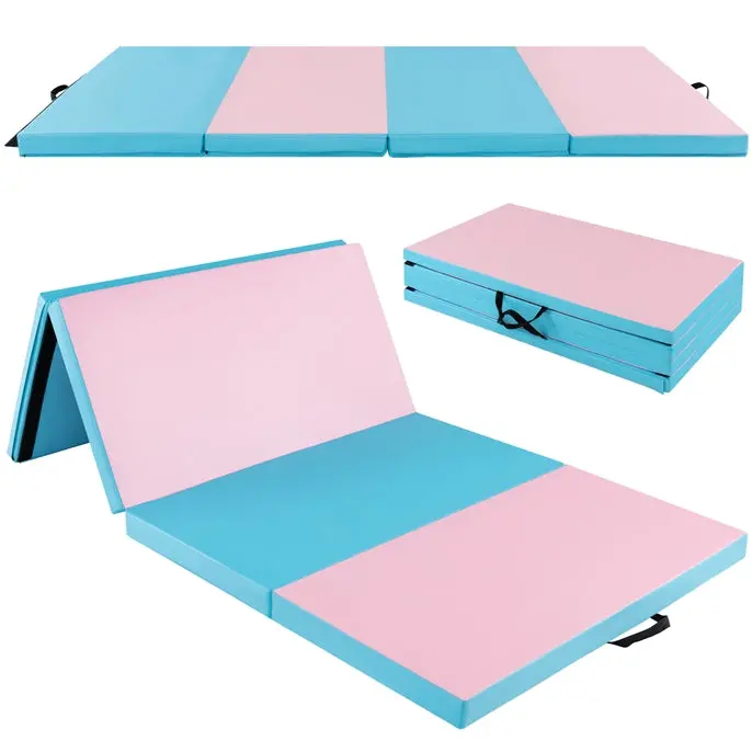 8' x 4' Folding Gymnastics Mat – 2-Inch Thick Tumbling Pad with Carry Handles and Hook-and-Loop Closure