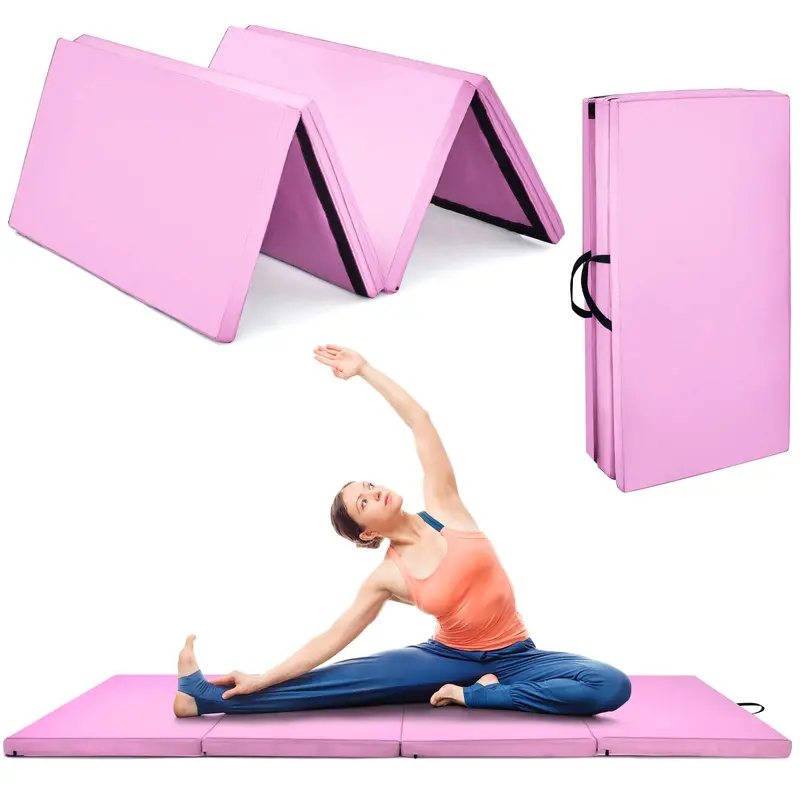 8' x 4' Four-Fold Gymnastics Mat – 2-Inch Thick Tumbling Pad with Carry Handles