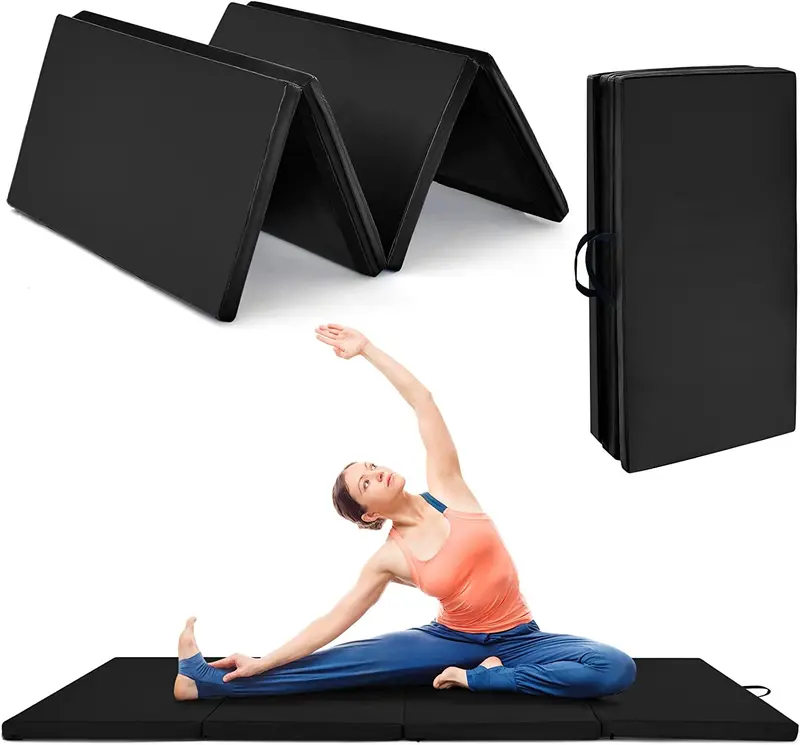 8' x 4' Four-Fold Gymnastics Mat – 2-Inch Thick Tumbling Pad with Carry Handles